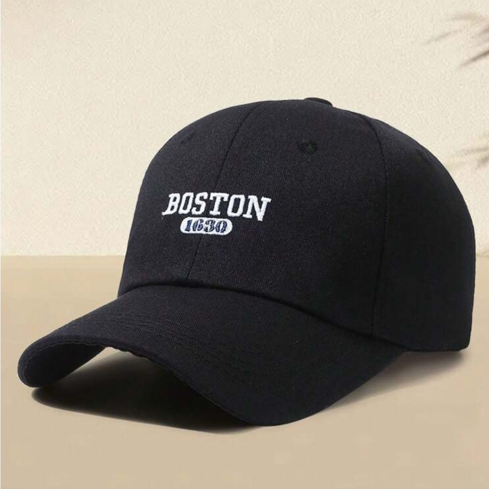 Black Boston Embroidered Cap